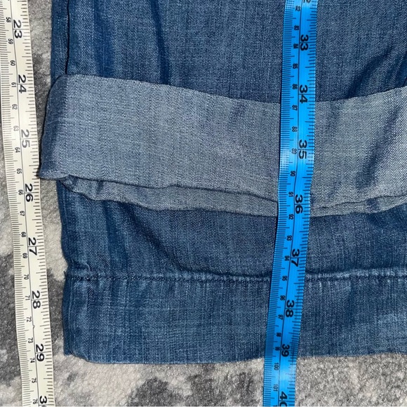 Calvin Klein Pants Chambray Blue Roll Tab Cuff Hem Drawstring Waist Size Medium - Picture 8 of 12